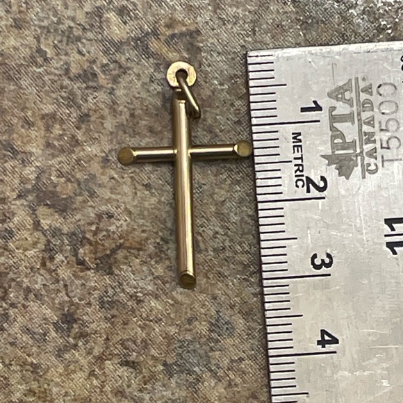 10K Yellow Gold (18mm) Plain Hollow Cross Pendant Only - Picture 10 of 14